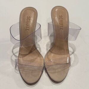 SCHUTZ Clear and Tan Heels